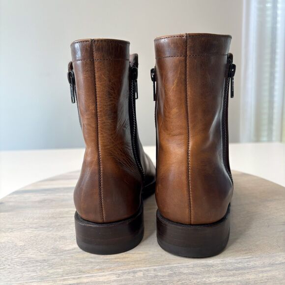 Frye Women's Veronica Brown Leather Zip Booties Biker Boots‎ US Size 7 1/2 - Picture 7 of 11